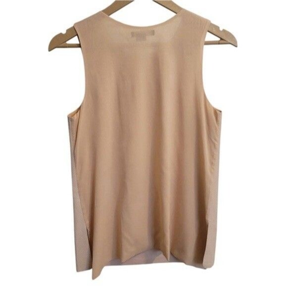 Vince Womens Leather Silk Sleeveless Tunic Tank Top Size 12 Pink Quiet Luxury - Picture 2 of 8